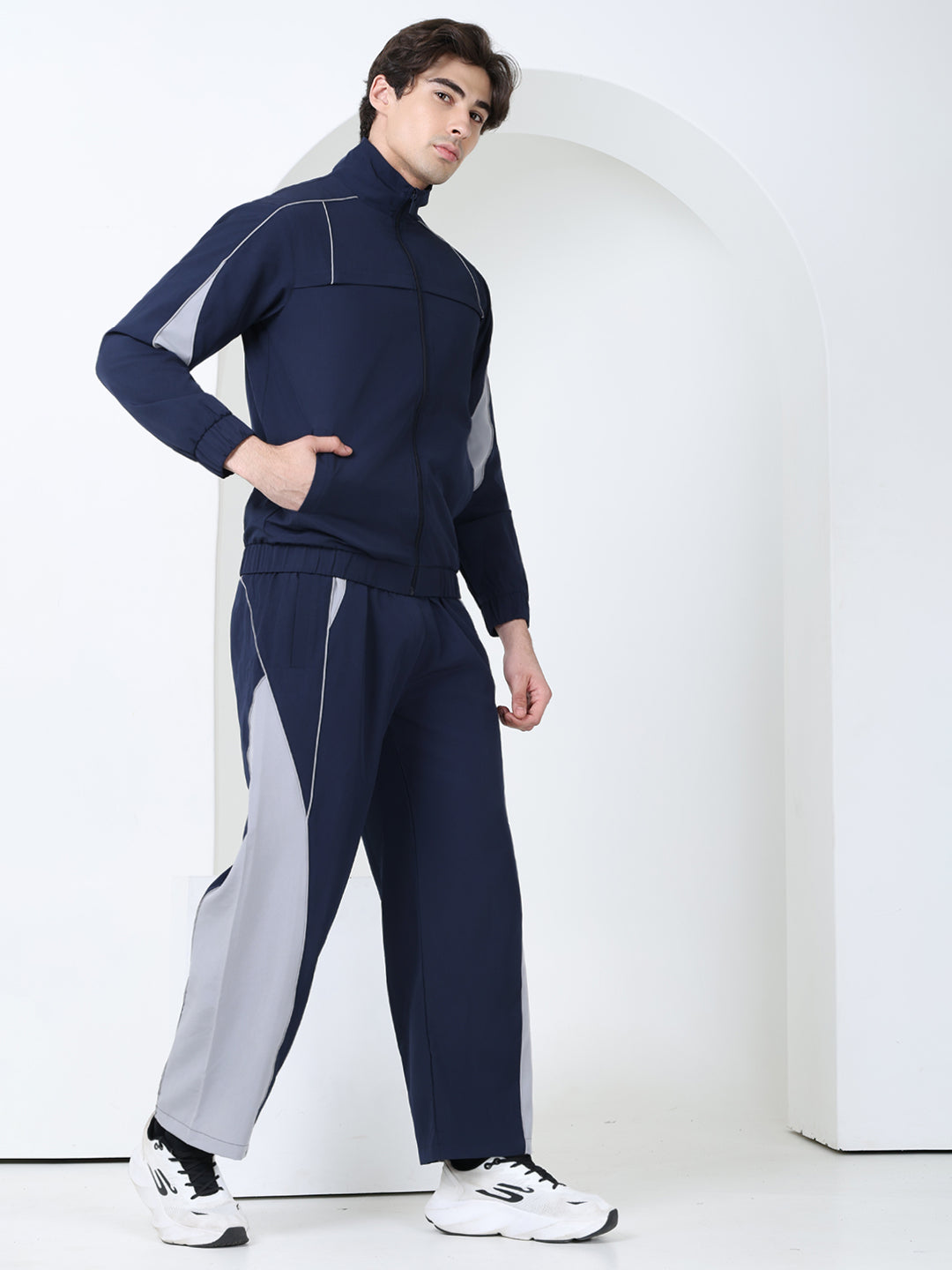 Men’s Navy Light Grey Colorblock Track Suit