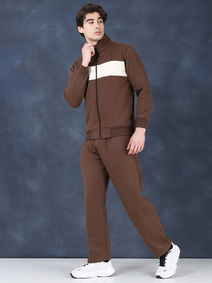 Men Brown White Winter Tracksuit | CHKOKKO