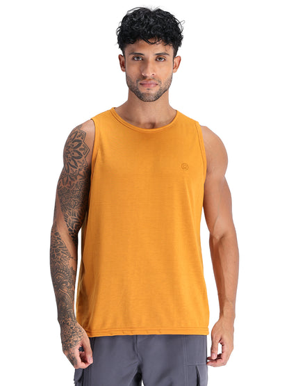 Men's Mustard Sleeveless Gym Tanktop
