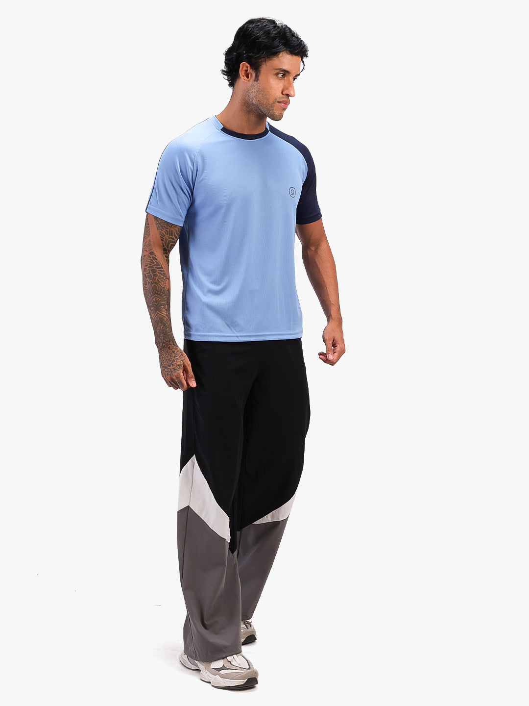 Men's Solid Raglan Dry Fit Gym T-Shirt Blue Navy