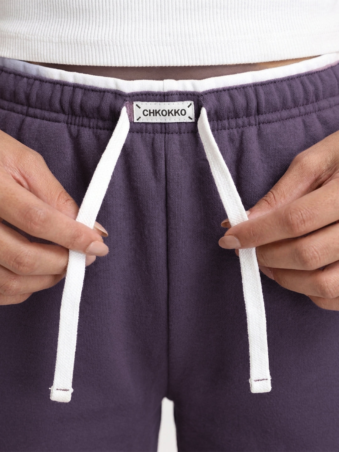 Women Relaxed Fit Wide Leg Trackpants Purple