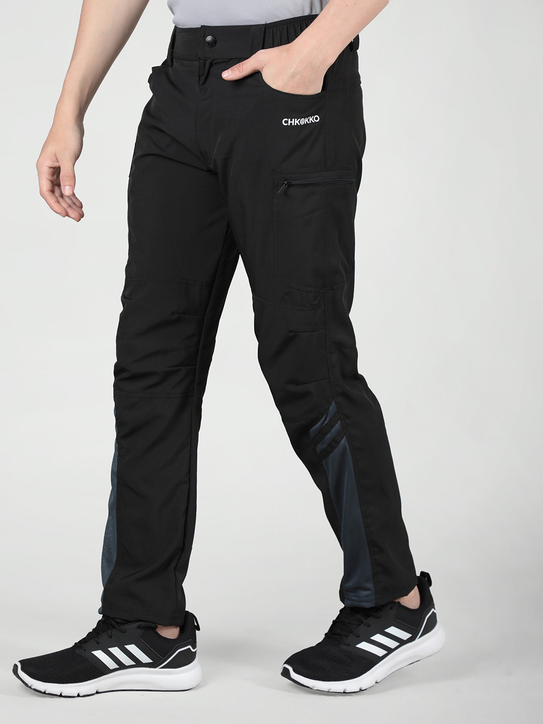 Men Black Grey Everyday Active Trouser