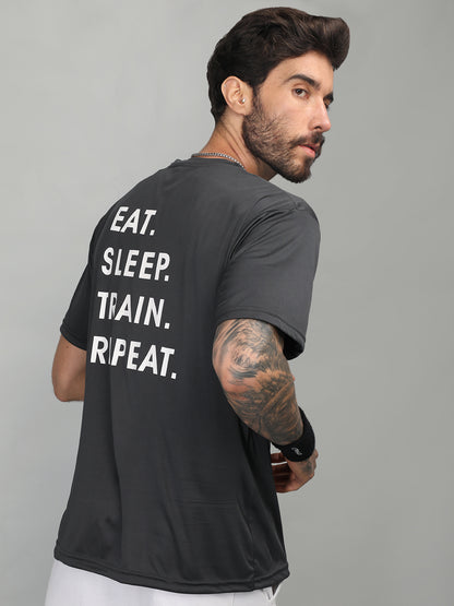 Men's Round Neck Gym Sports Dark Grey