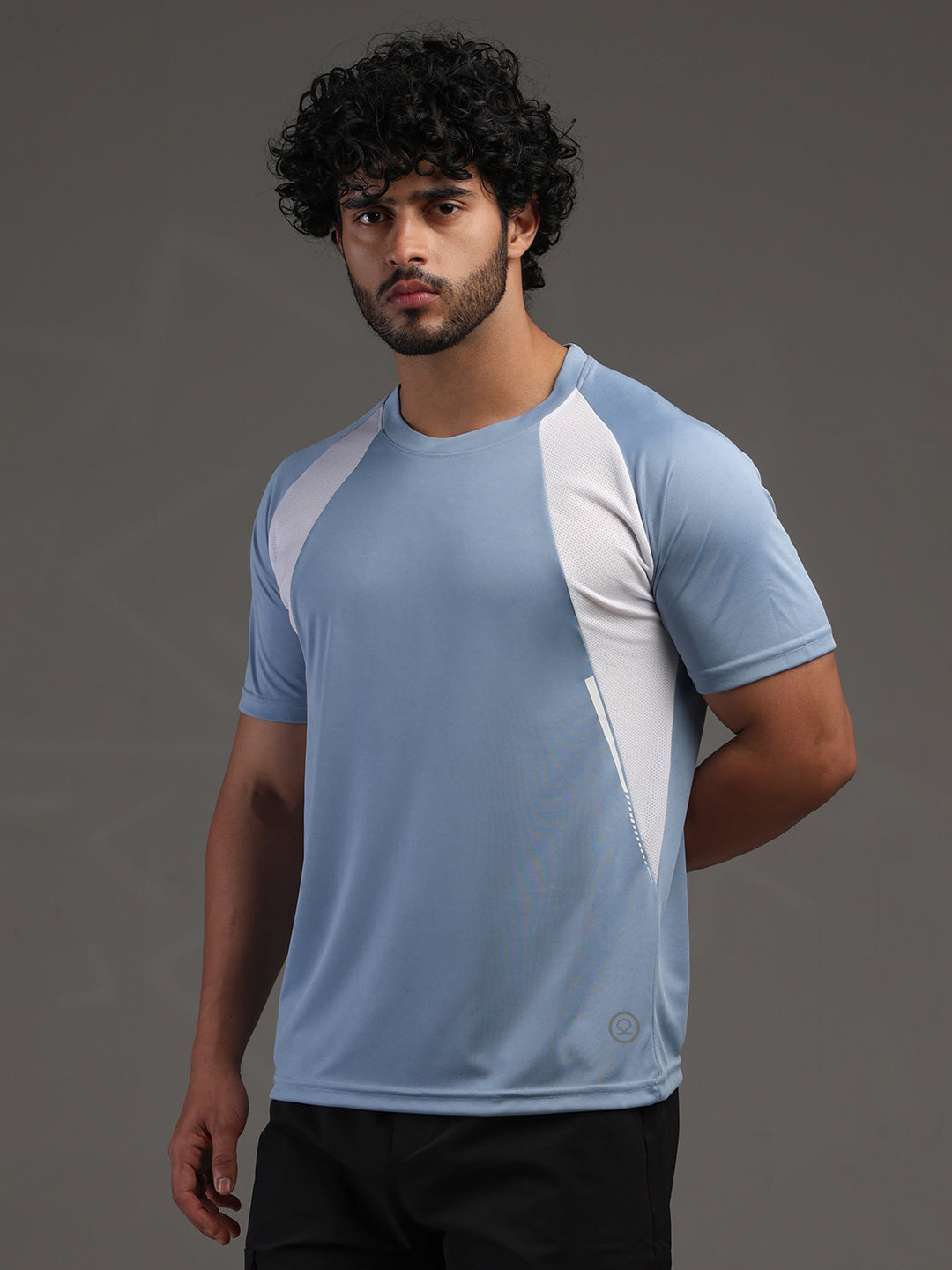 Men's Half Sleeves Dry Fit Gym T-shirt Blue White