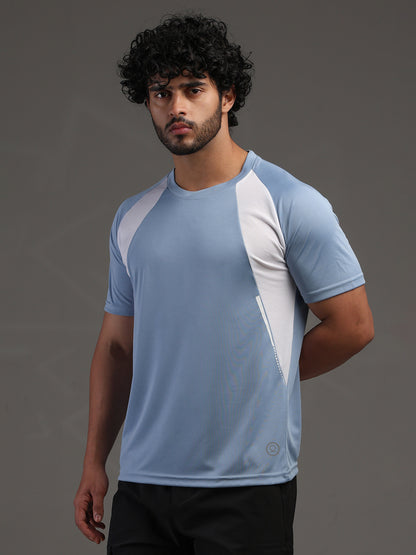 Men's Half Sleeves Dry Fit Gym T-shirt Blue White