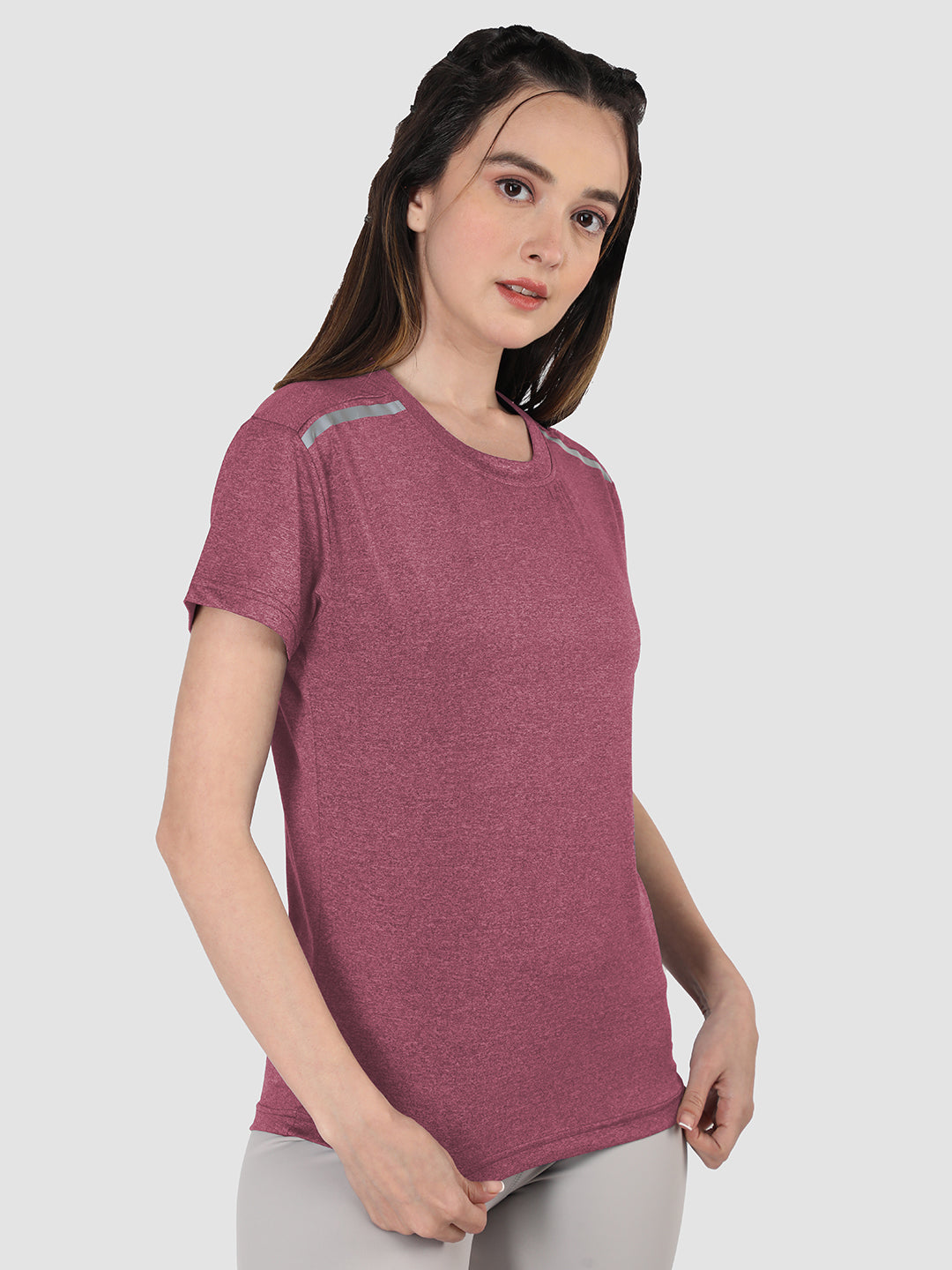 Women's Half Sleeve Dry Fit Gym T-Shirt Maroon