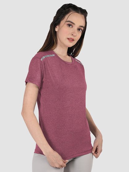 Women's Half Sleeve Dry Fit Gym T-Shirt Maroon