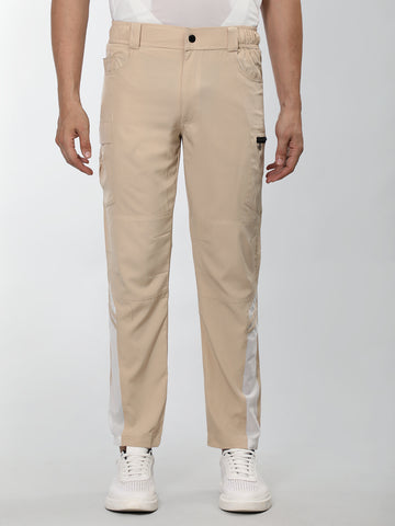 Men Beige White Everyday Active Trouser