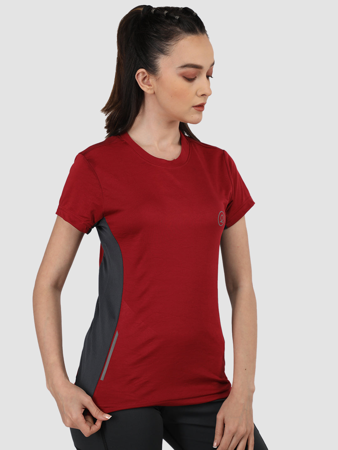 Women's Half Sleeves Gym Sports T-Shirt Maroon