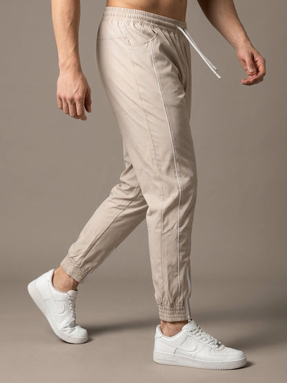 Men Beige Gym Training Sports Trackpant