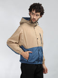 Men Colourblocked Hooded Windcheater Oversized Sports Jacket