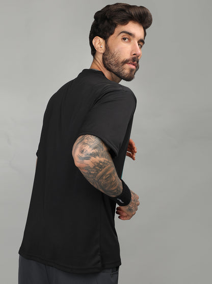 Men's Round Neck Gym Sports T-Shirt Black