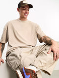 Men Oversized Cotton Solid Round Neck Tshirts