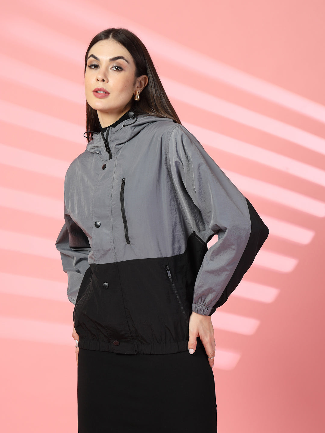 Women’s Lightweight UPF 50+ Sun Protection Summer Jacket Grey Black