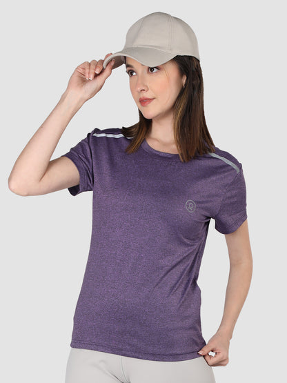 Women's Half Sleeve Regular Fit Gym T-Shirt Purple
