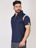 Men's Polo Neck Regular Fit Gym Sports Zipper T-Shirt