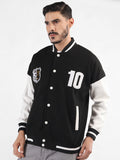 Men Oversized Winter Wear Varsity Jacket with Ribbed Cuffs