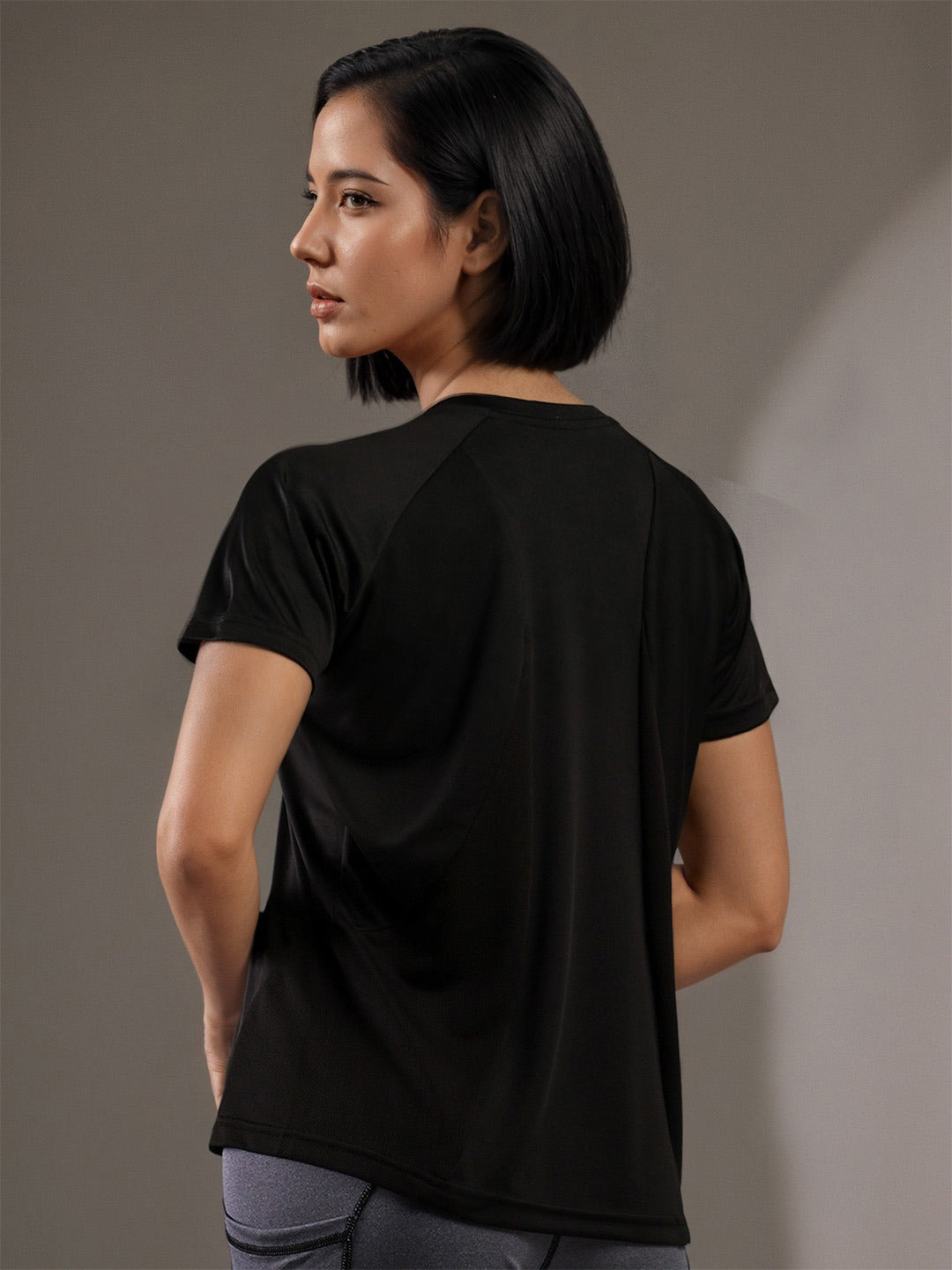 Women's Half Sleeves Dry Fit Gym T-shirt Black