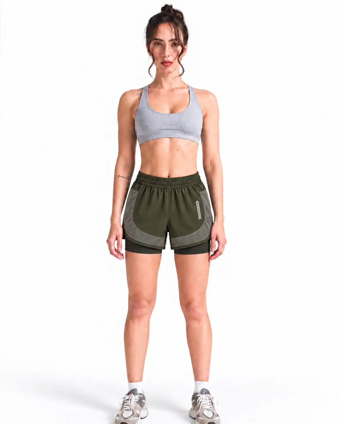 Women’s Double Layer Sports Running Shorts Olive