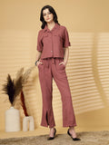 Women Plum Casual Summer Co-ord Set