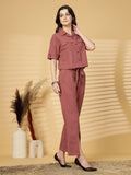 Women Plum Casual Summer Co-ord Set