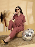 Women Plum Casual Summer Co-ord Set