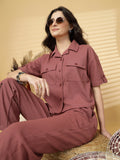 Women Plum Casual Summer Co-ord Set