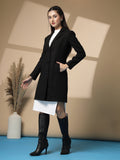 Women Notched Lapel Collar Woolen Winter Single Breasted Overcoat