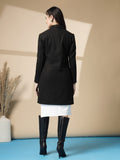 Women Notched Lapel Collar Woolen Winter Single Breasted Overcoat