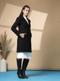 Women Notched Lapel Collar Woolen Winter Single Breasted Overcoat