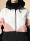 Women Colourblocked Hooded Windcheater Oversized Sports Jacket