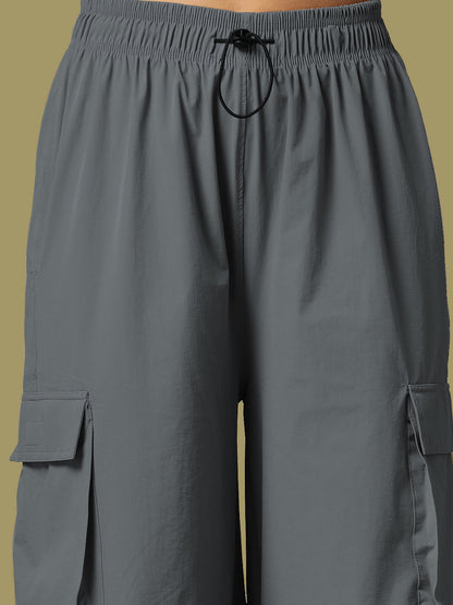 Women's Mid Waist Baggy Cargo Parachute Pants