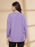 Women Purple Oversized Full Sleeve Round Neck Tshirt