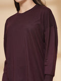 Women Violet Oversized Full Sleeve Round Neck Tshirt