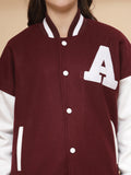 Women Oversized Winter Wear Varsity Jacket with Ribbed Cuffs