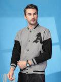 Men Oversized Winter Wear Varsity Jacket with Ribbed Cuffs