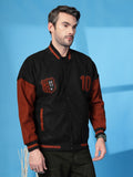 Men Oversized Winter Wear Varsity Jacket with Ribbed Cuffs