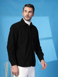 Men Winter Wear Solid Corduroy Casual Shacket