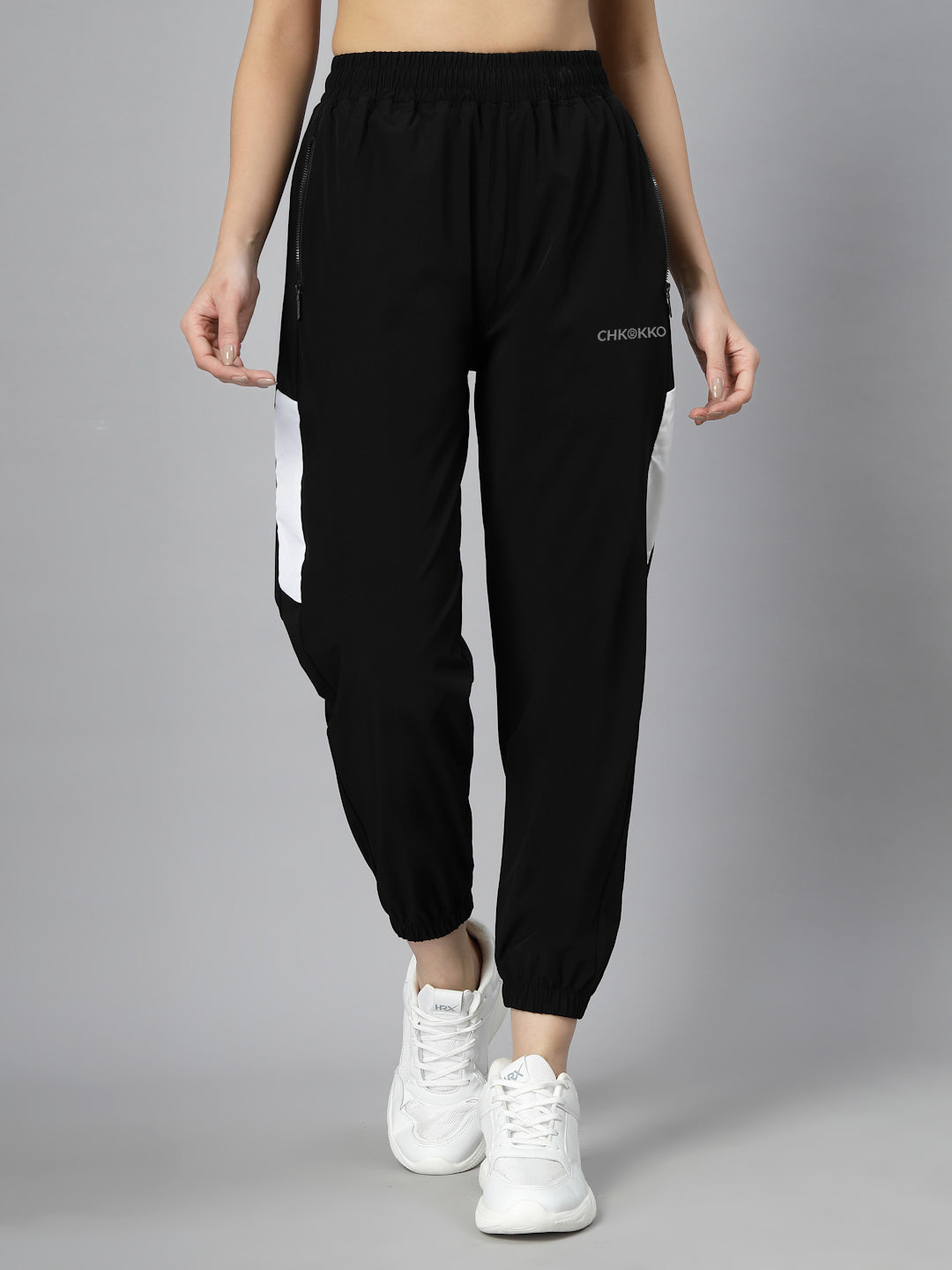 Women Black White Gym Training Sports Trackpant