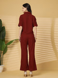 Women Maroon Casual Summer Co-ord Set