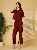 Women Maroon Casual Summer Co-ord Set