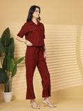 Women Maroon Casual Summer Co-ord Set