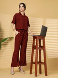 Women Maroon Casual Summer Co-ord Set