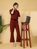 Women Maroon Casual Summer Co-ord Set