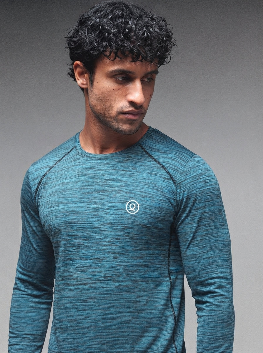 Men's Regular Dry Fit Full Sleeves Gym T-Shirt Sea Green