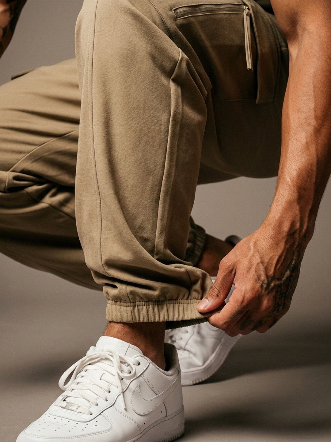 Men’s Khaki Relaxed Fit Sports Trackpant