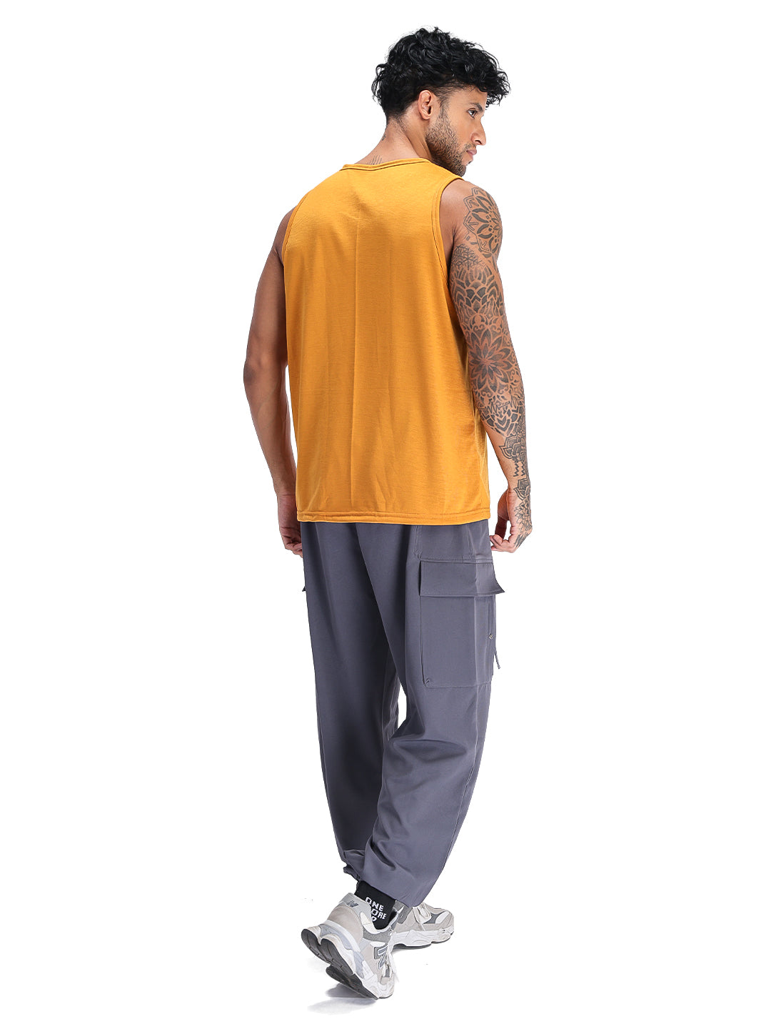 Men's Mustard Sleeveless Gym Tanktop