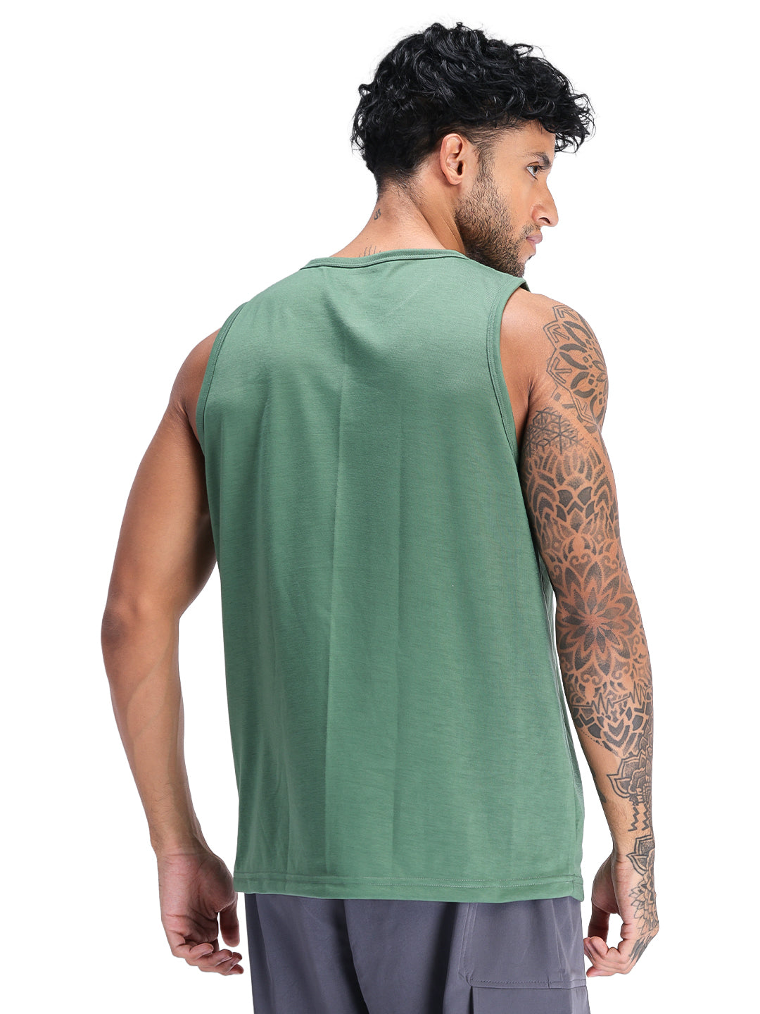Men's Green Sleeveless Gym Tanktop