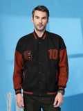 Men Oversized Winter Wear Varsity Jacket with Ribbed Cuffs