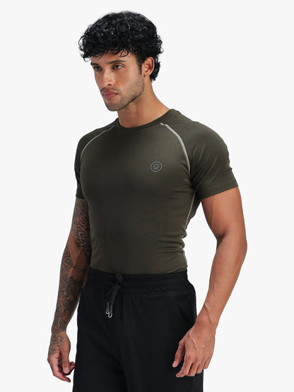 Men’s Performance Compression T-Shirt for Gym Olive